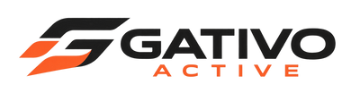 Gativo Active sportswear wordmark with orange motion mark